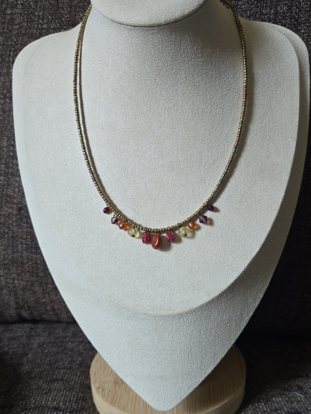 Vintage Boho Earth Tone And Glass Beaded Necklace 💫